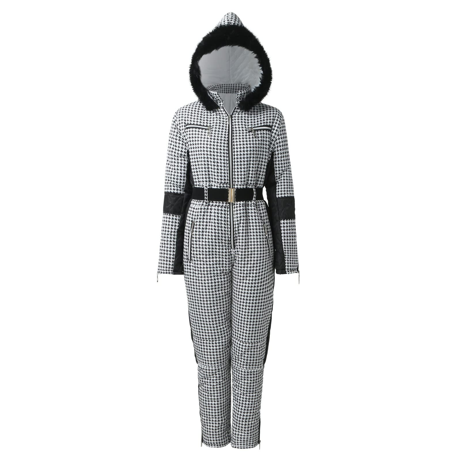 Generisch Mono de esquí de invierno para mujer, ropa deportiva al aire libre, traje de nieve impermeable con cuello de lana sintética extraíble