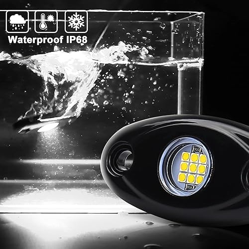 Miniatura 9 de VIVIPART - 4 cápsulas de luces LED de rock, luces de roca rojas impermeables IP68, luces de neón subterráneas compatibles con Jeep, todoterreno,