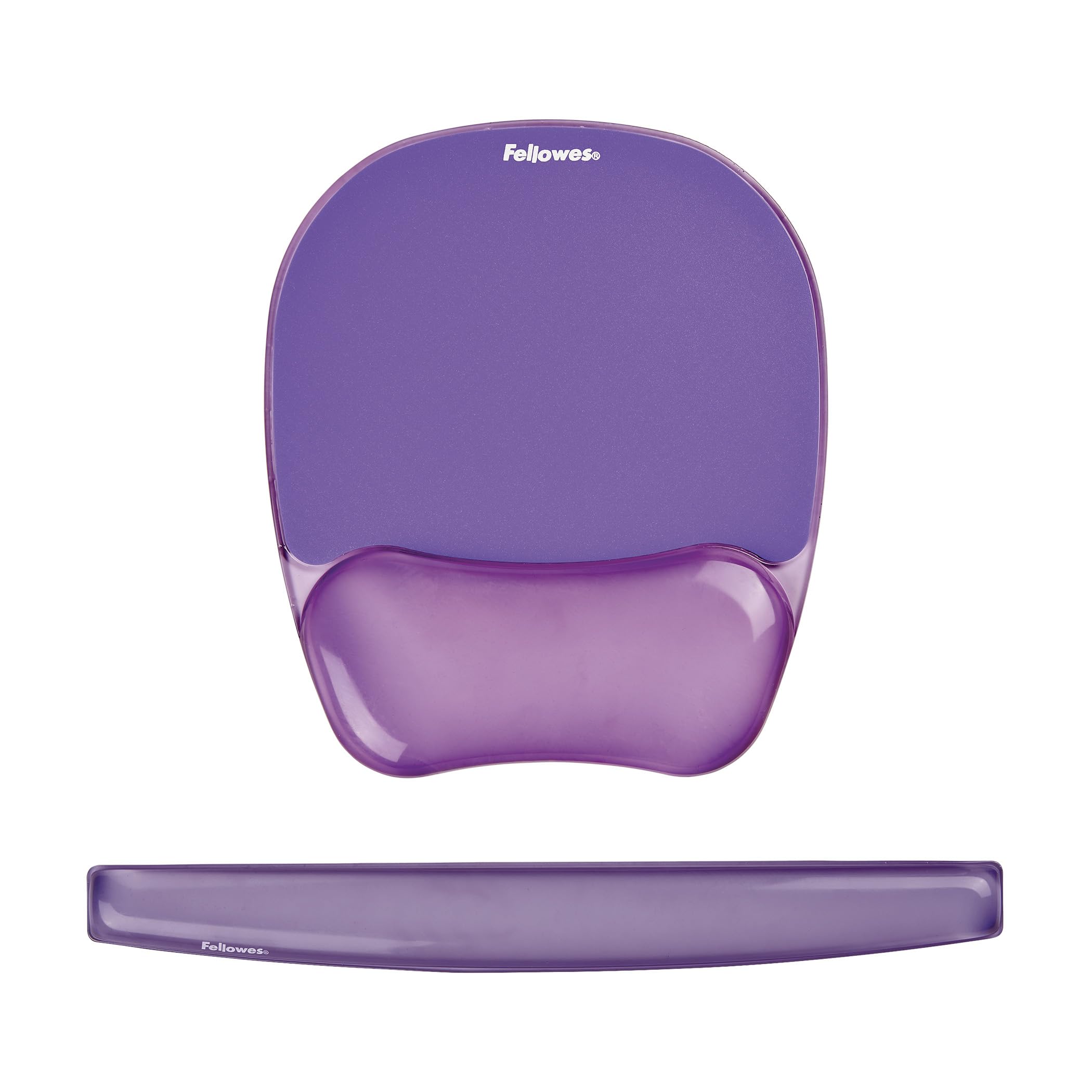 Fellowes 91441 Tapis de Souris Repose-Poignet Ergonomique Crystal Gel Violet & 91437 Repose-Poignets Ergonomique pour Clavier Crystal Gel Violet