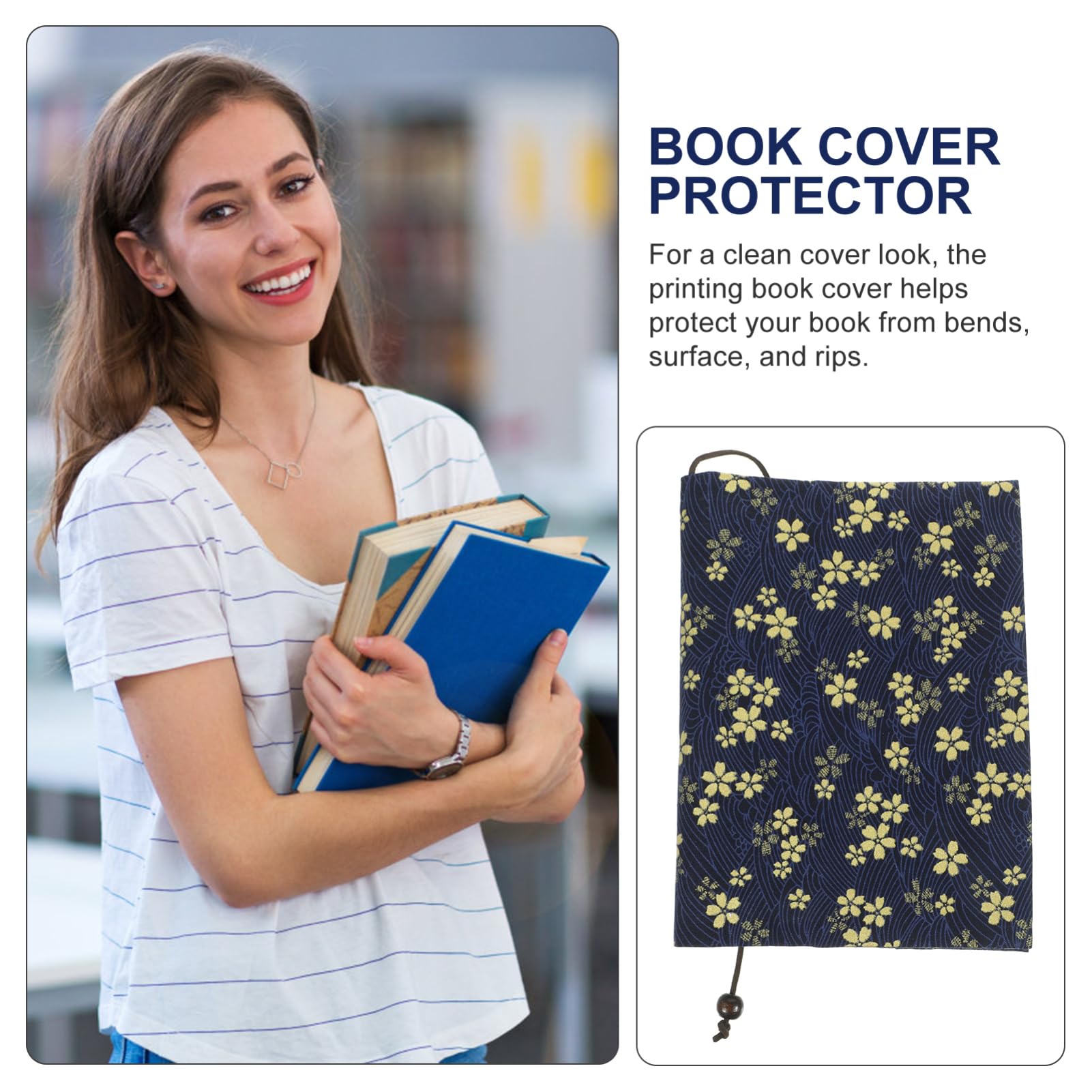 VILLCASE 5 Pièces couverture de livre en tissu fait main toile de livre pour la reliure Couverture du livre bookcase protège cahier Protège-cahier protège-livres tissu de livre chiffon Navy