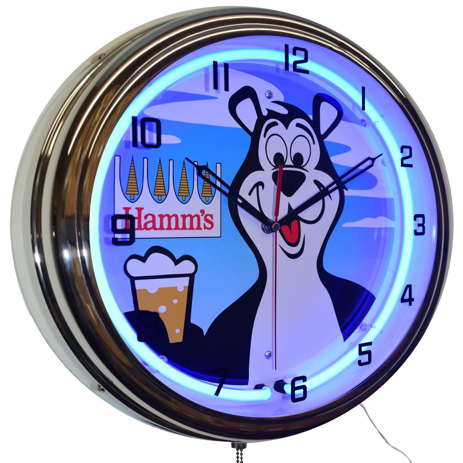 Platinum Hamm's Beer Bear Tin Sign Neon Clock Game Room Man Cave Bar Pub Decor (16" Blue)