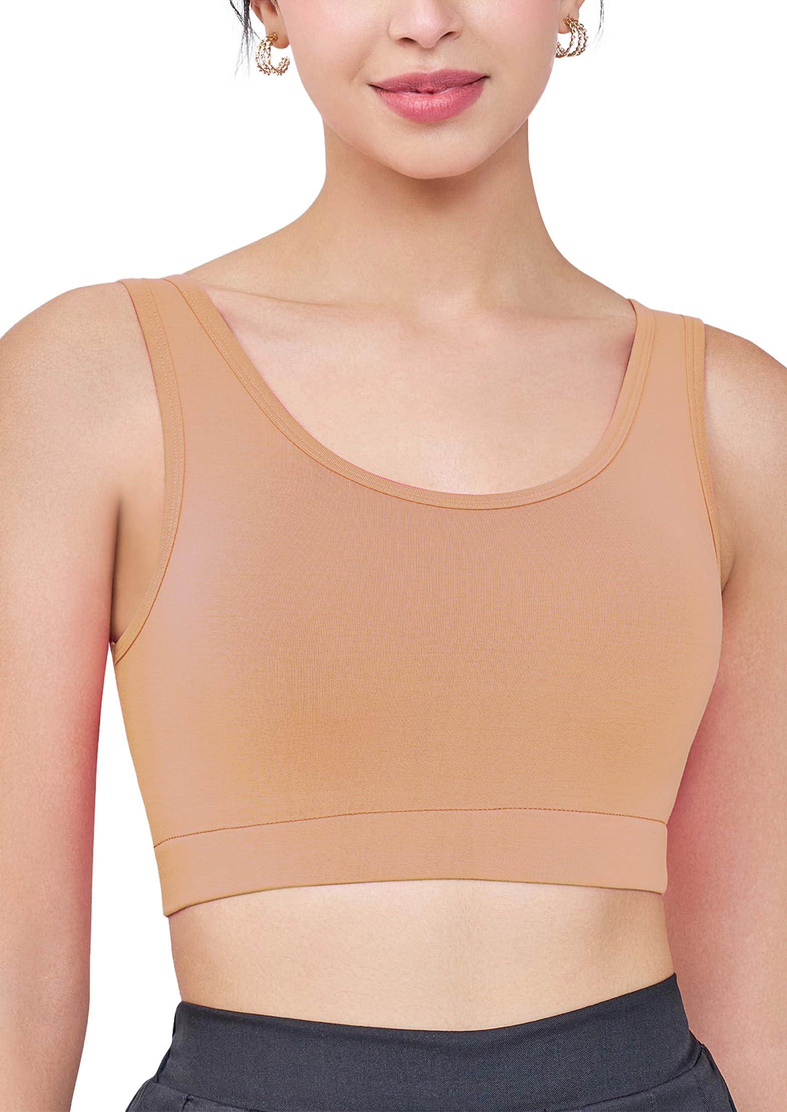 High Performance Cotton Lycra Everyday Wireless & Non Padded Seamless Sports Shaper Bra for Women | Soft Cup & Full Coverage Easy to Training Bra-image-20