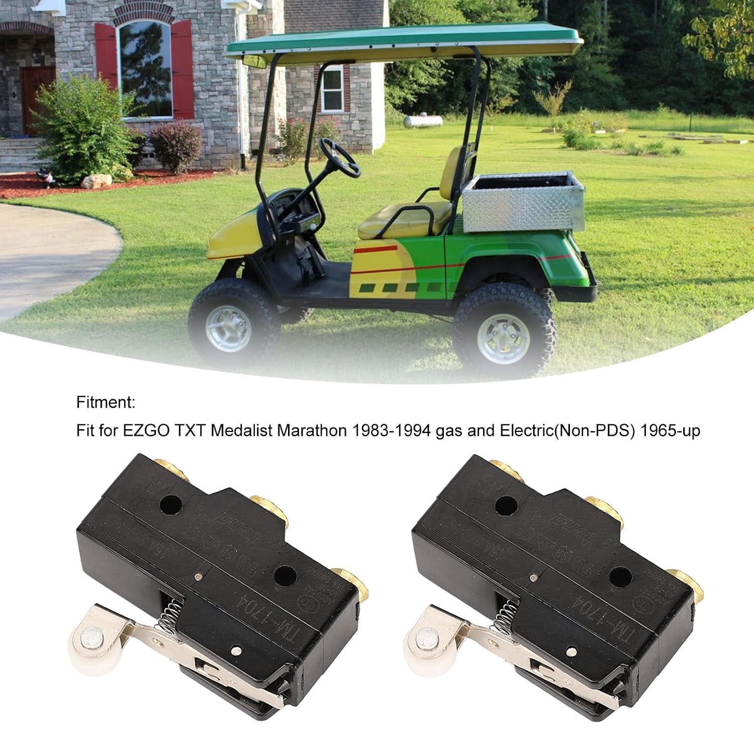 KIMISS Micro Switch, 1 Pair 3 Terminal Micro Limit Switch with Roller 17928G1 Micro Switch for EZGO TXT Medalist Marathon 1983‑1994 (ABS Metal)