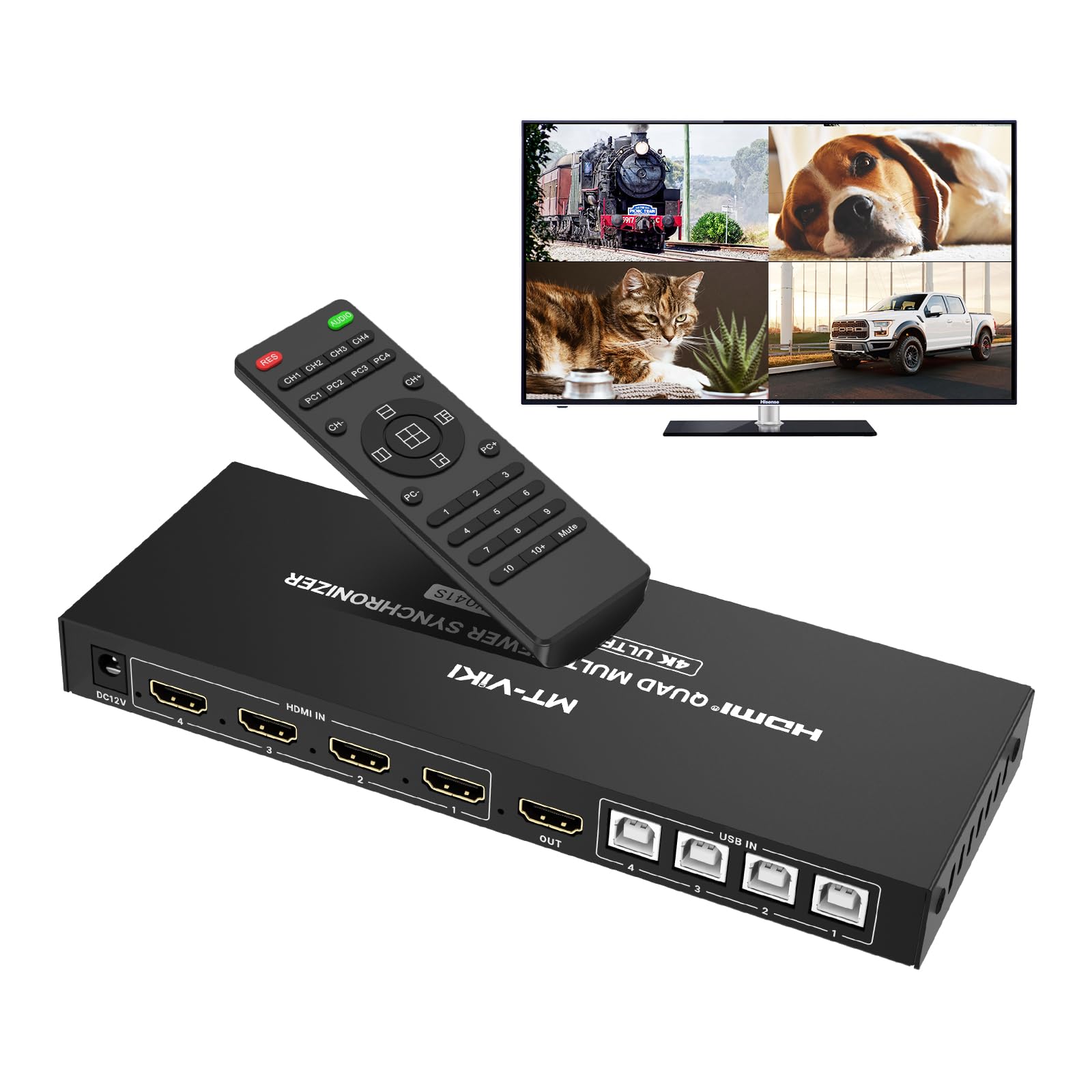 4K HDMI Multiviewer Switch 4x2 With PIP, PORTTA Quad Multi Viewer Seamless Switcher 4 In 2 Out With Toslink, 3.5mm Audio Output Support 4K 30Hz, 6 Viewing Modes, Downscaler For PS4/PC/DVD - View #5