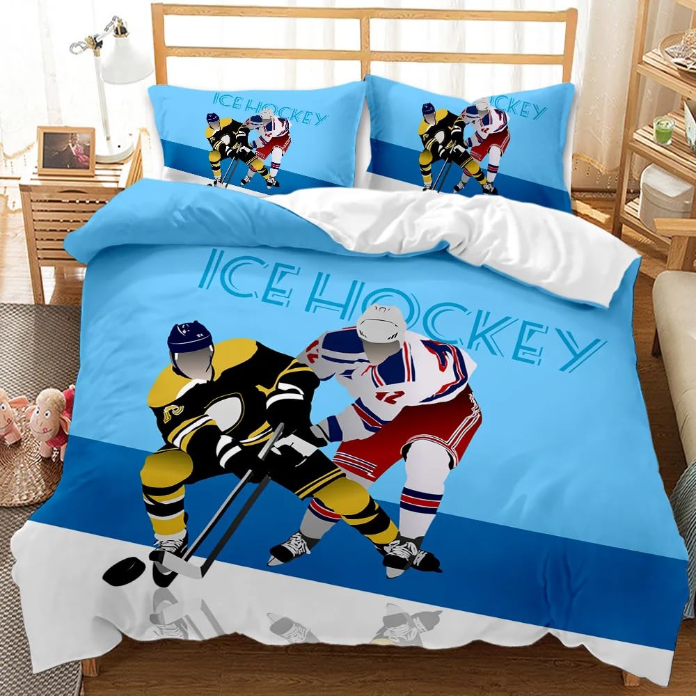Housse de couette hockey fermeture éclair 220x240 cm pour en finir avec la couette qui glisse