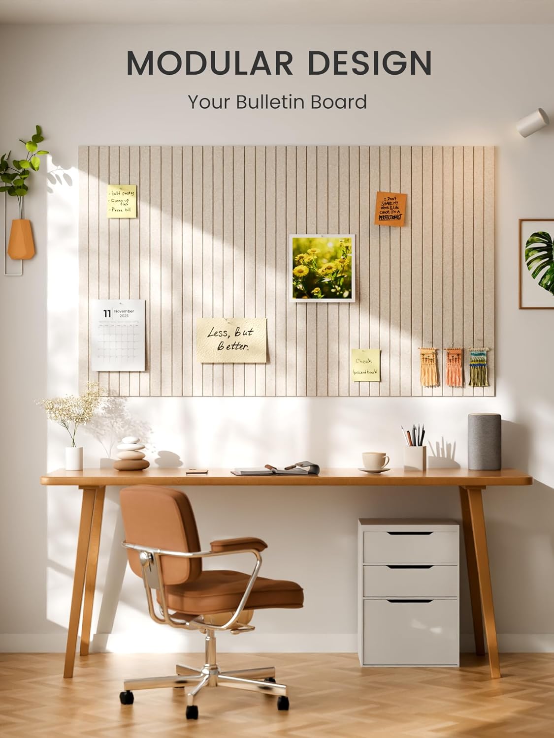 Bumusty Large Cork Board Alternative-48 x 36 Felt Bulletin Board Tiles, with 30 Pushpins, 70 Adhesive Tabs, 12-Pack Slat Wall Paneling, Cork Boards for Office Push Pin Board Felt Board-Oatmeal