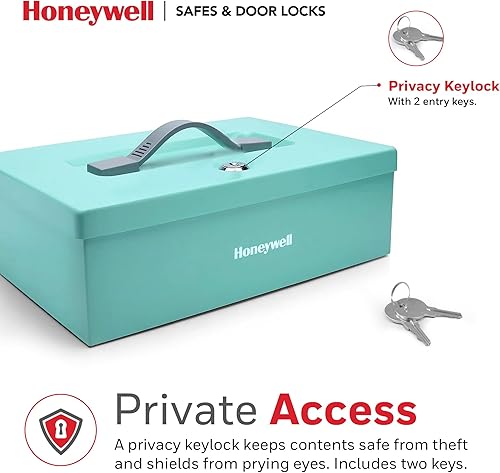 Miniatura 5 de Honeywell Cajas fuertes y cerraduras de puerta  Pequeña caja fuerte para el hogar  Caja de seguridad de acero con llave para artículos personales,