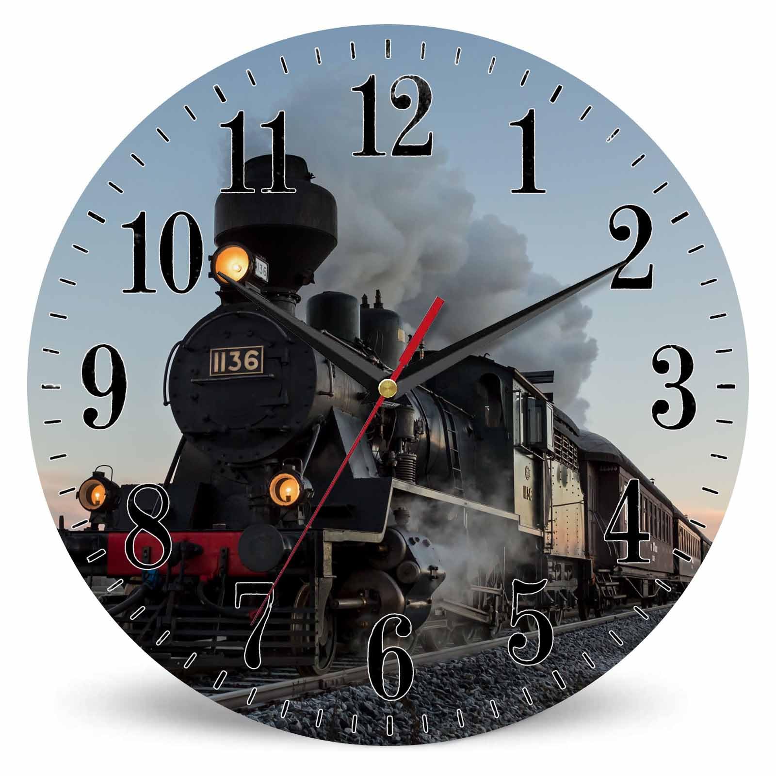 Horloge murale en train sans tic-tac pour retrouver le calme chez soi