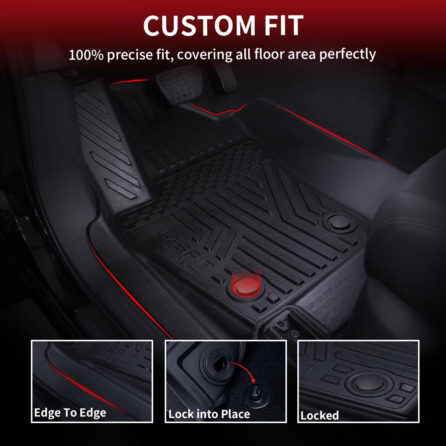 LASFIT Floor Mats for Toyota Tacoma 2024 2025 2026 Double Cab Auto Tran (Not fit Hybrid) All Weather Floor Liner for Tacoma TRD/SR/SR5/limited TPE Custom Fit Car Mats Front&Rear 2 Row Mats - Image 2