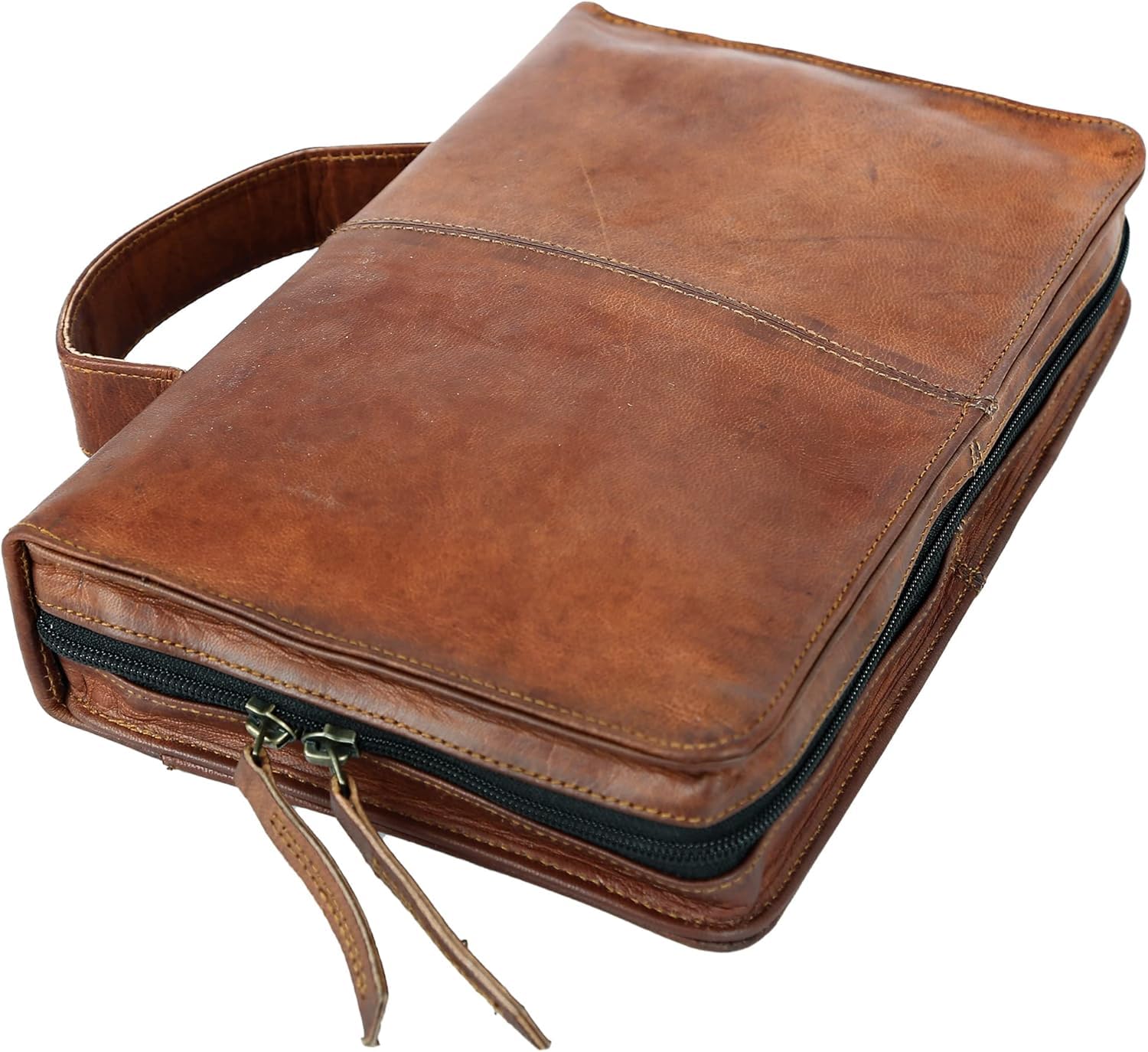 Étui biblique en cuir avec poignée, organiseur de livre, sac de rangement 11x7x2 pouces