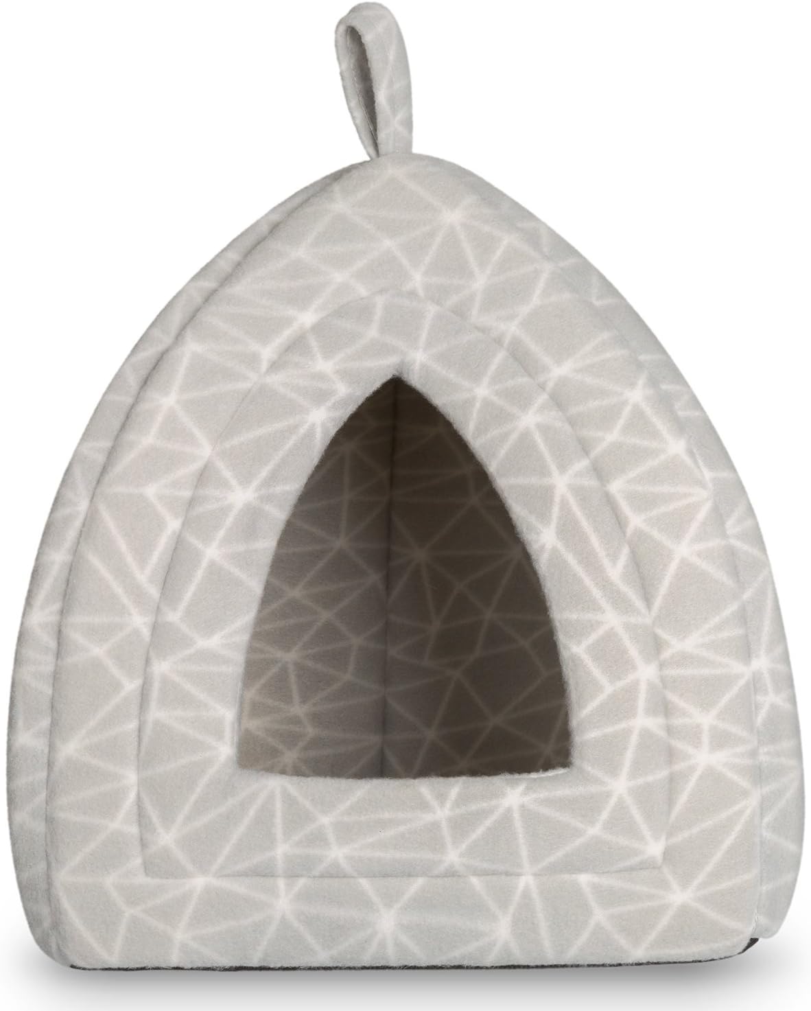 Hollypet 12 ×12 × 17 inches Self-Warming Comfortable Triangle Cat Bed Tent House, Gray Line