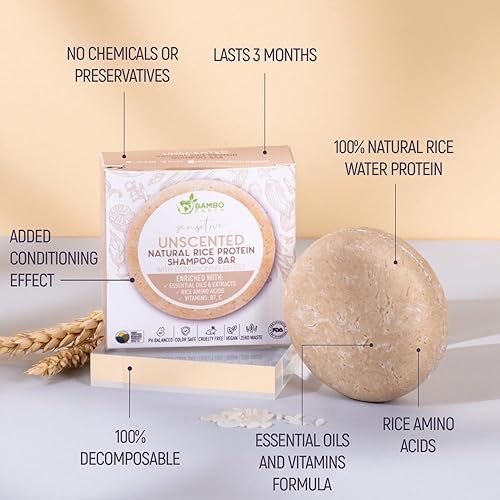 Miniatura 2 de Barra de champú de agua de proteína de arroz sólido con jabón para el cabello con efecto acondicionador - Barras de champú para cabello con todos