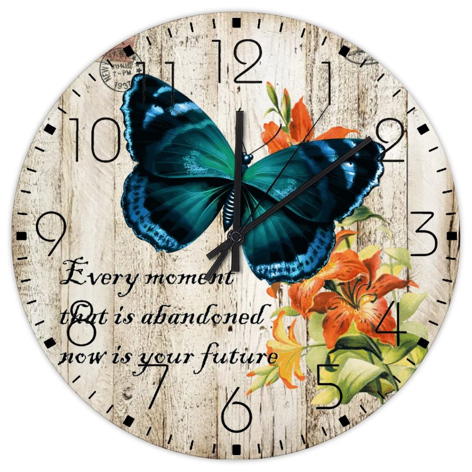 Horloge murale en bois fleurie pour salle d'étude et église