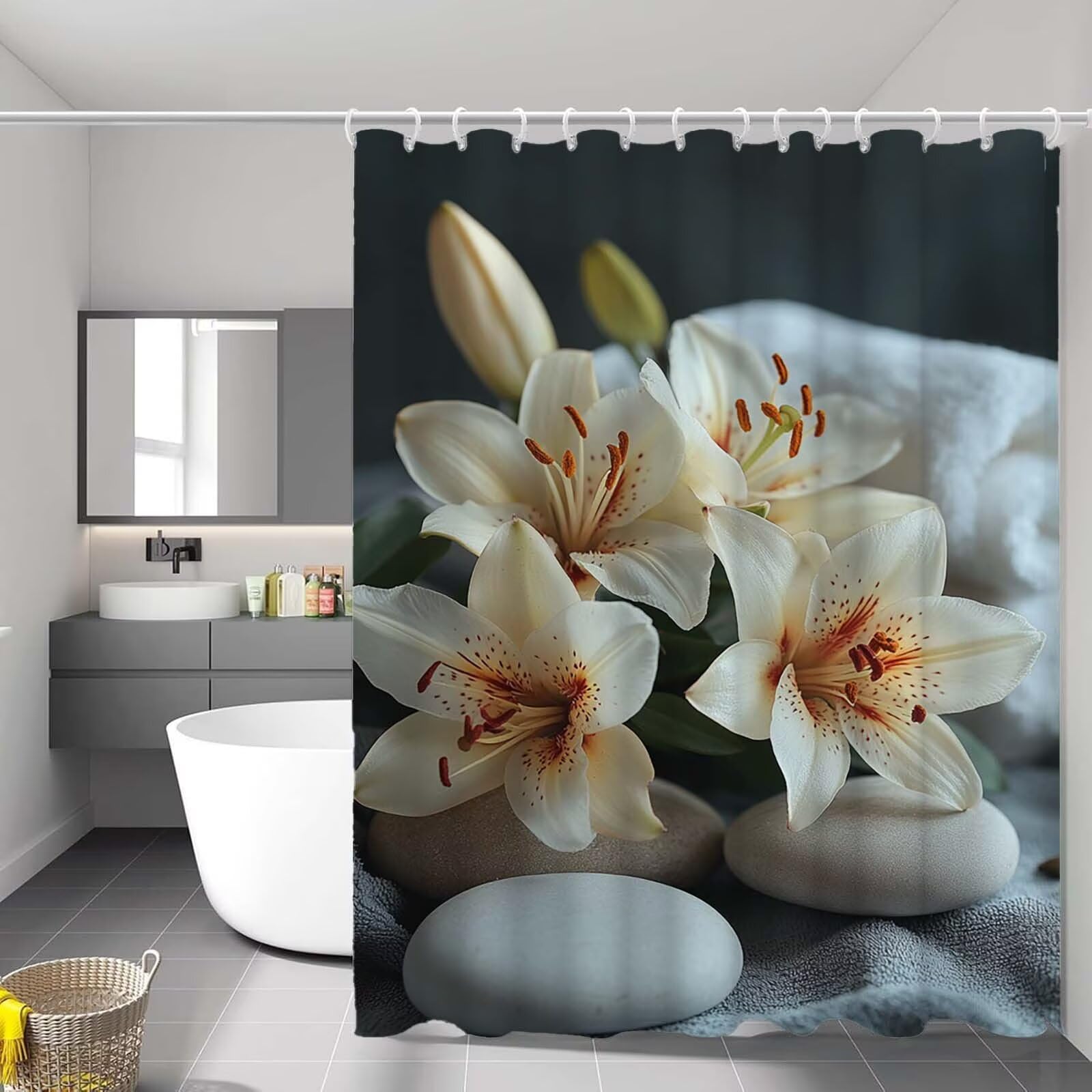 Tissu polyester lavable pour rideau de douche anti-moisissure et sans odeur