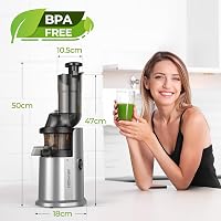 AIRMSEN Lassú Gyümölcscentrifuga 82mm Nyílással, 450W BPA-Mentes Hidegprés Gyümölcs és Zöldség Préshez 8