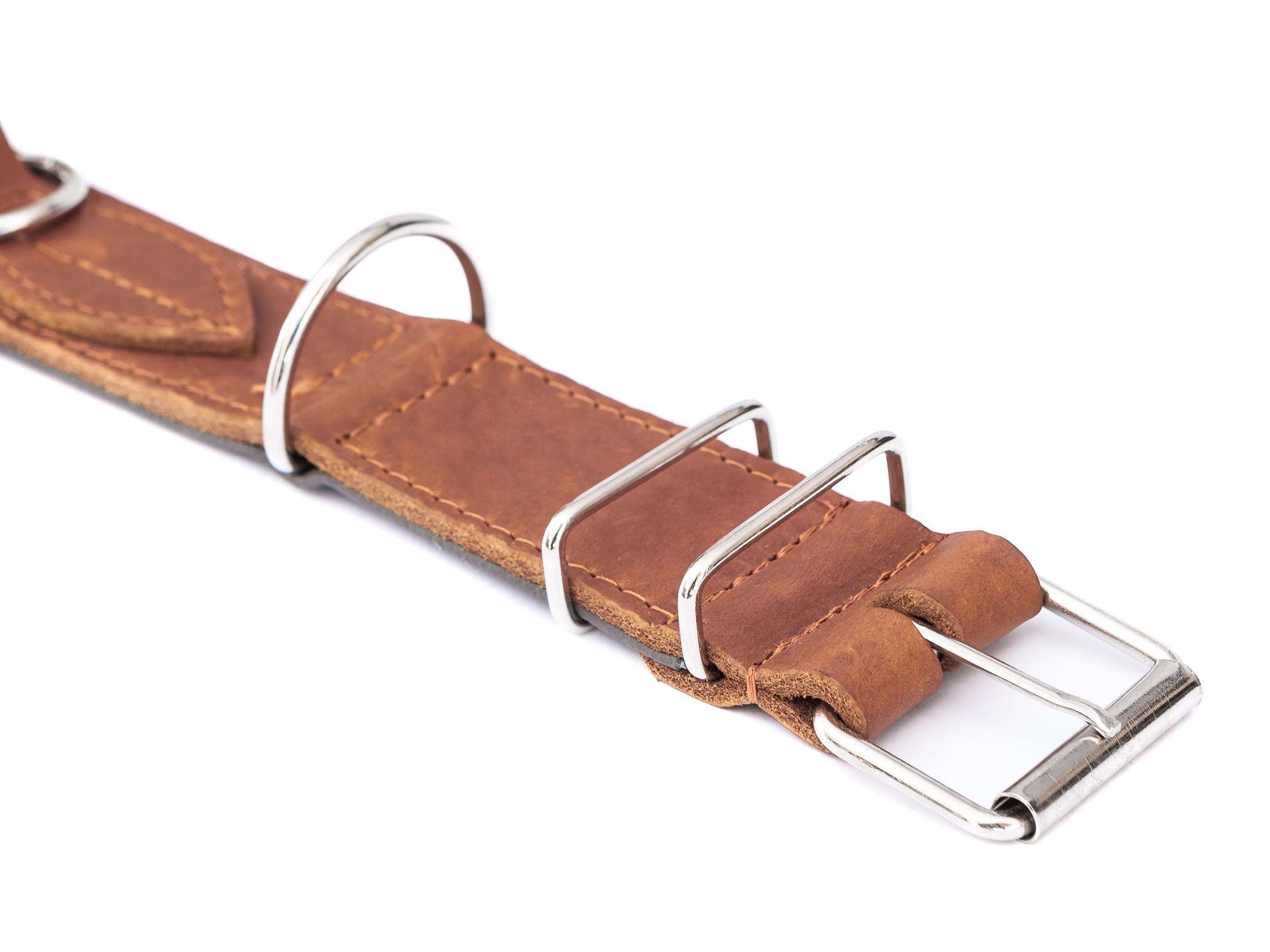 Collier pour chien en cuir avec boucle en métal Marron clair 60 cm