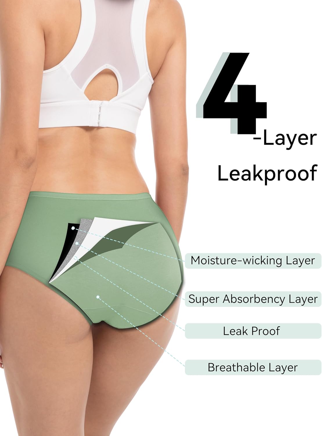 TIICHOO Period Underwear for Women Heavy Flow Soft Absorbent Menstrual Panties Teens Incontinence Leakproof 3 Pack - Image 4