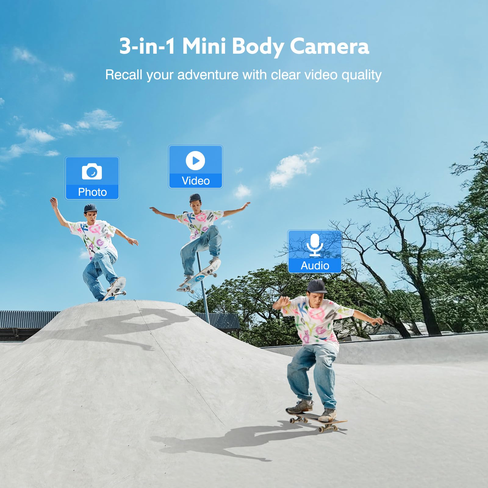 BOBLOV A26 Mini cámara Corporal 4K 64GB, Lente giratoria, cámaras corporales pequeñas con visión Nocturna, grabación de vídeo de 6 Horas, Personal
