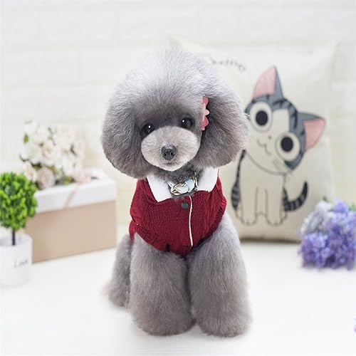 Miniatura 4 de Bwealth 2 capas de forro polar cálido para perros  Clásico punto invierno pequeño jersey de perro  Ropa para mascotas chaqueta de perro suéteres