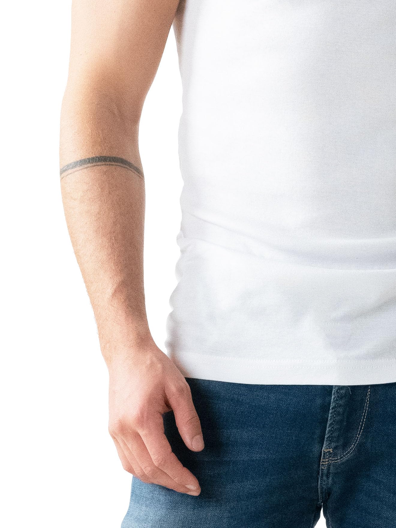 Athena - Lot de 4 Débardeurs Homme Ecopack Col V - 100% Coton - Label OEKO-TEX® standard 100 - Maillots de Corps Sans Couture Côté, Manches Courtes