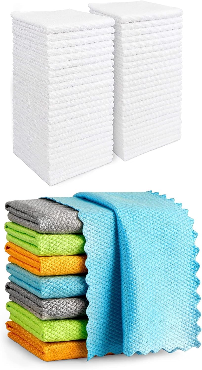 AIDEA Microfiber Glass Cleaning Cloths8PK, 16"x16" Premium