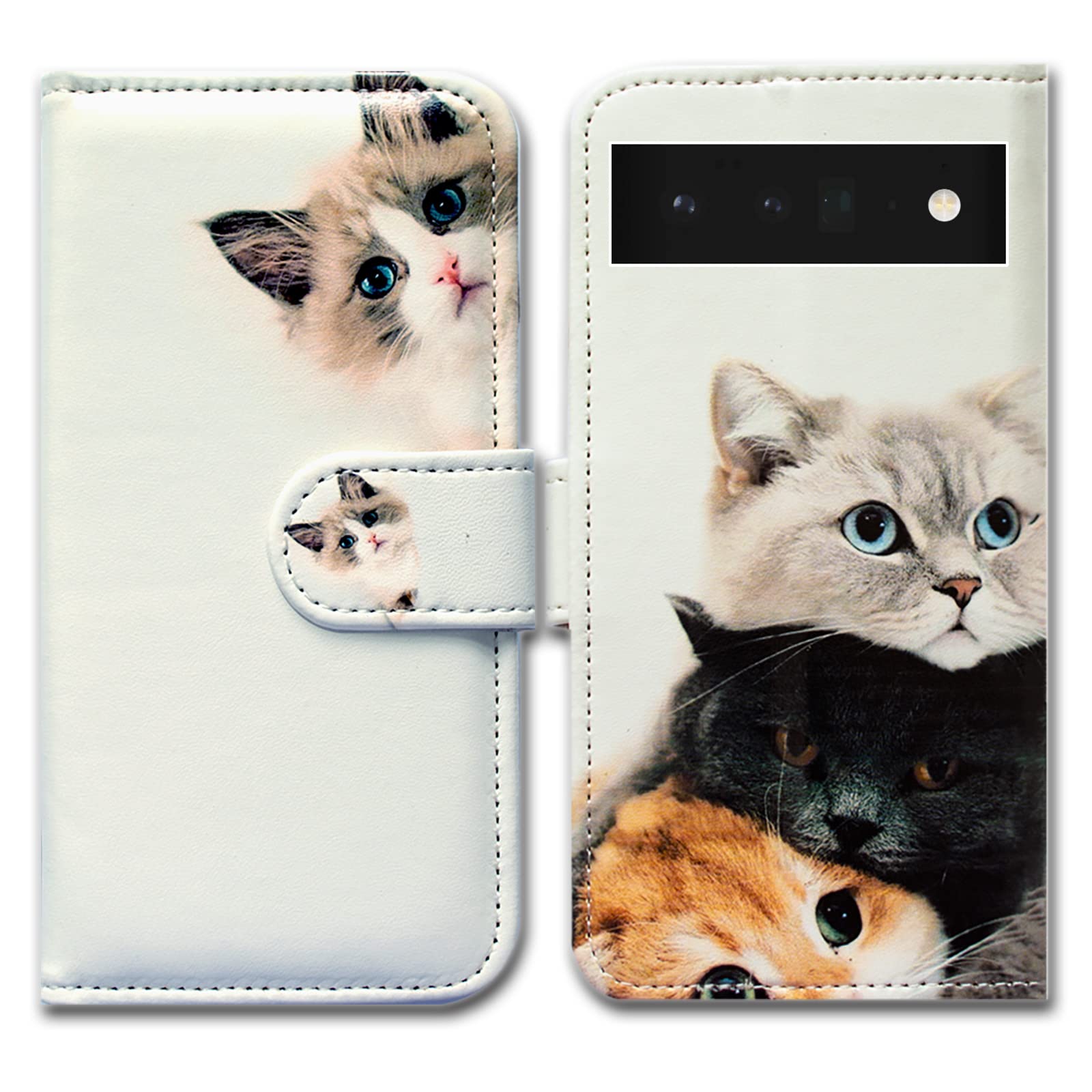 Bcov Case for Pixel 6 Pro, Cute Brown Cat Leather Flip Phone Case Wallet Cover with Card Slot Holder Kickstand for Google Pixel 6 Pro