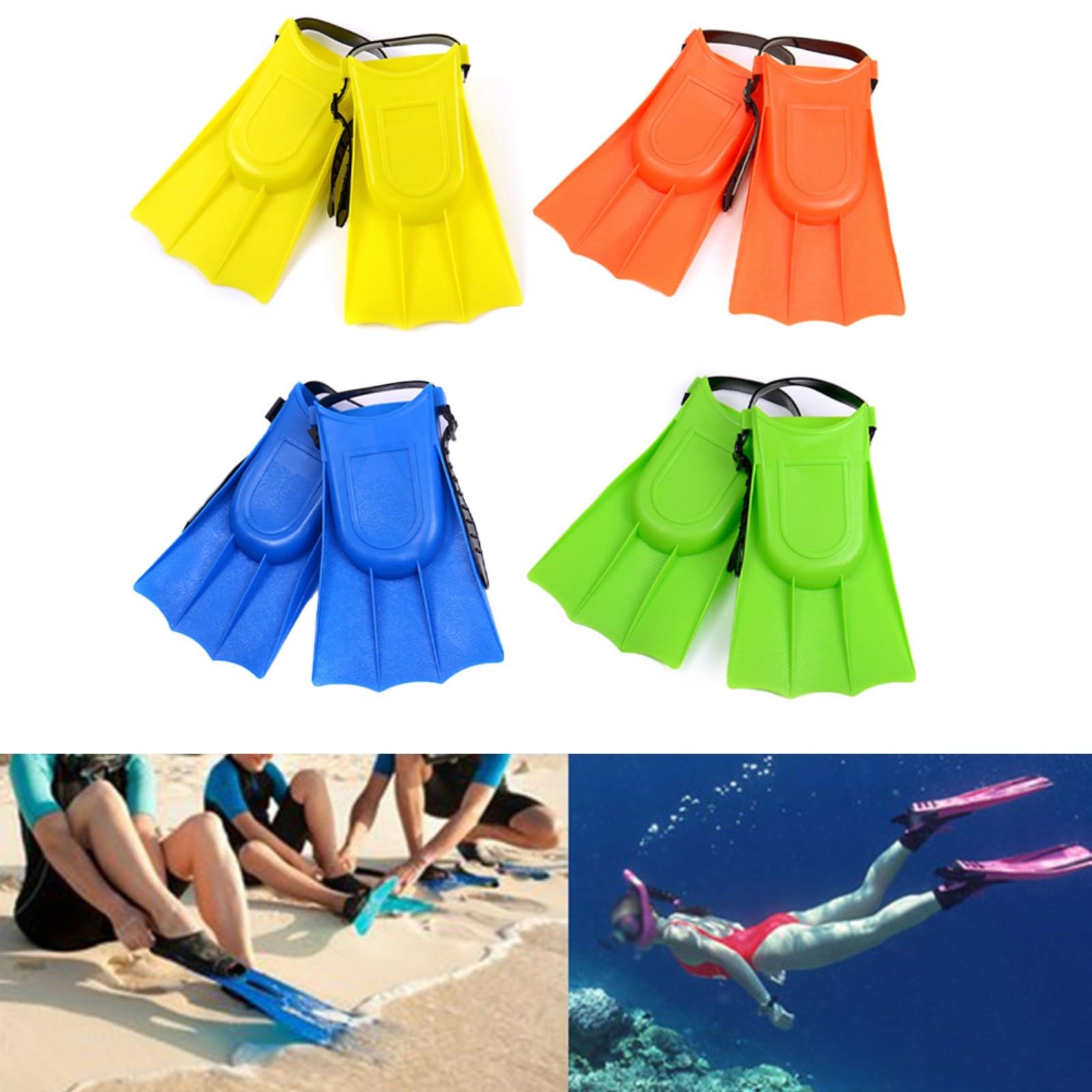 Aletas de natación ajustables para niños EVA PVC antideslizantes esnórquel buceo piscina 3-8 años azul