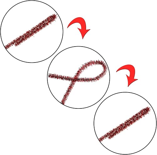 Miniatura 3 de WILLBOND 300 limpiapipas de Navidad de 12 pulgadas con purpurina para manualidades, color rojo y verde, tallos de felpilla coloridos para Navidad,