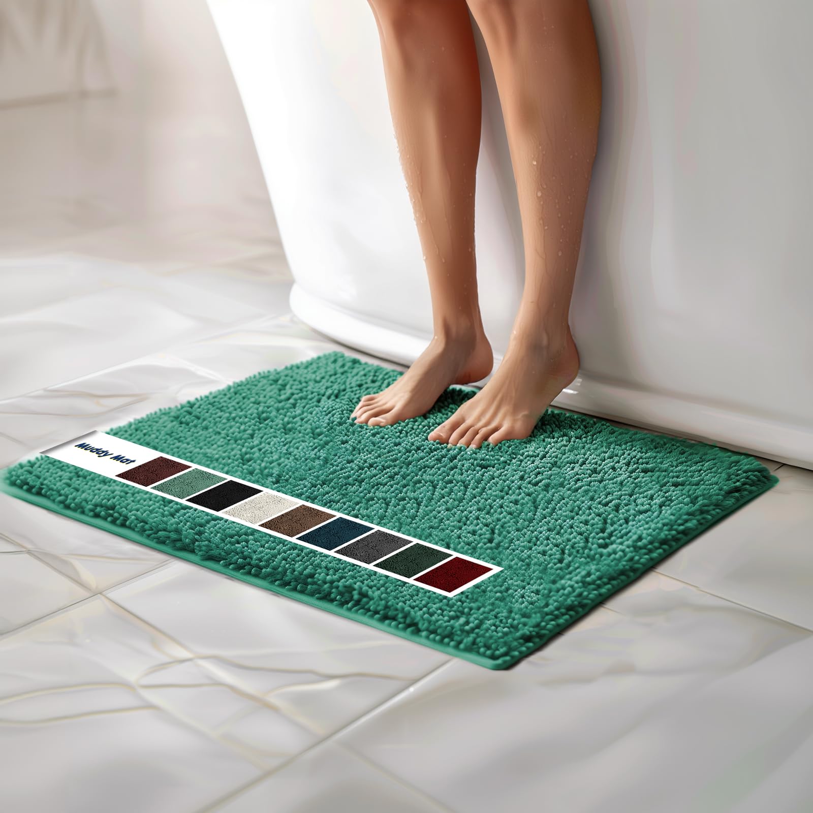 Muddy Mat Chenille Bathroom Rugs Quick Dry Microfiber Mats Non Slip Washable, Extra Thick, Soft and Highly Absorbent Bath Mats for Bathroom, Kitchen,