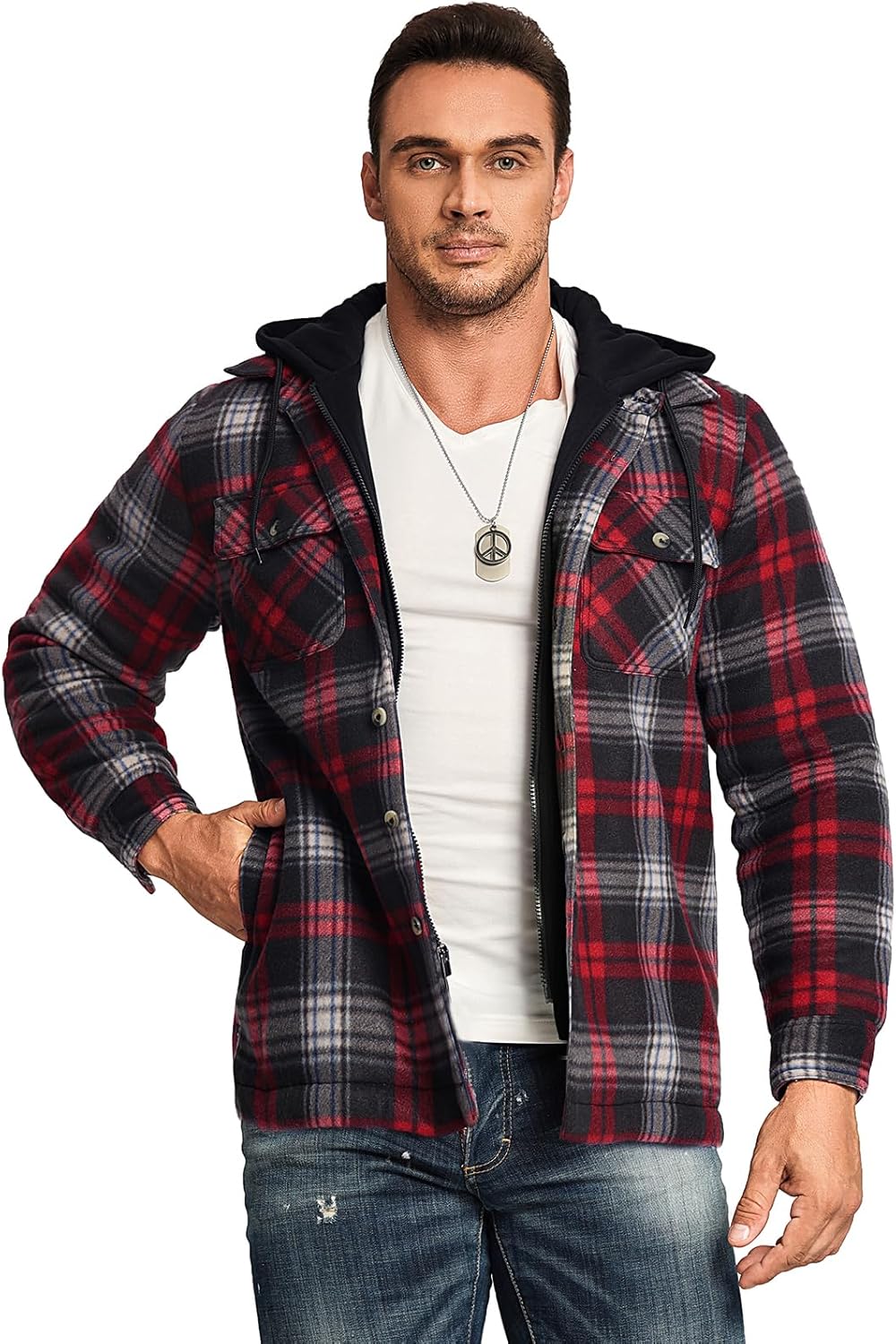 Yasumond Hoodies for Men Zipper Fleece Sweatshirt Heavy Sherpa Lined Hooded Warm Winter Coats Big Tall - Image 2