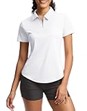 Womens Golf Shirt Metal Zip Up Polo Short Sleeve Tennis Work Athletic Collared Top Quick Dry Lightweight