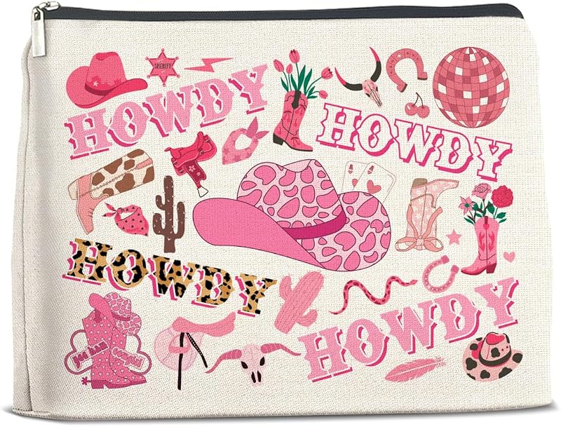 Necessaire de maquiagem UPNEGE HOWDY estilo cowgirl com zíper