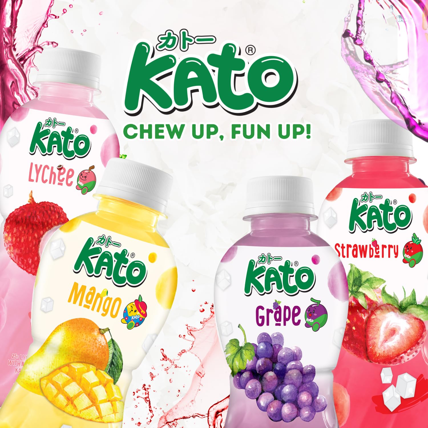 KATO - Zumo de Fresa con Nata de Coco - 24 X 320 ML - Multipack