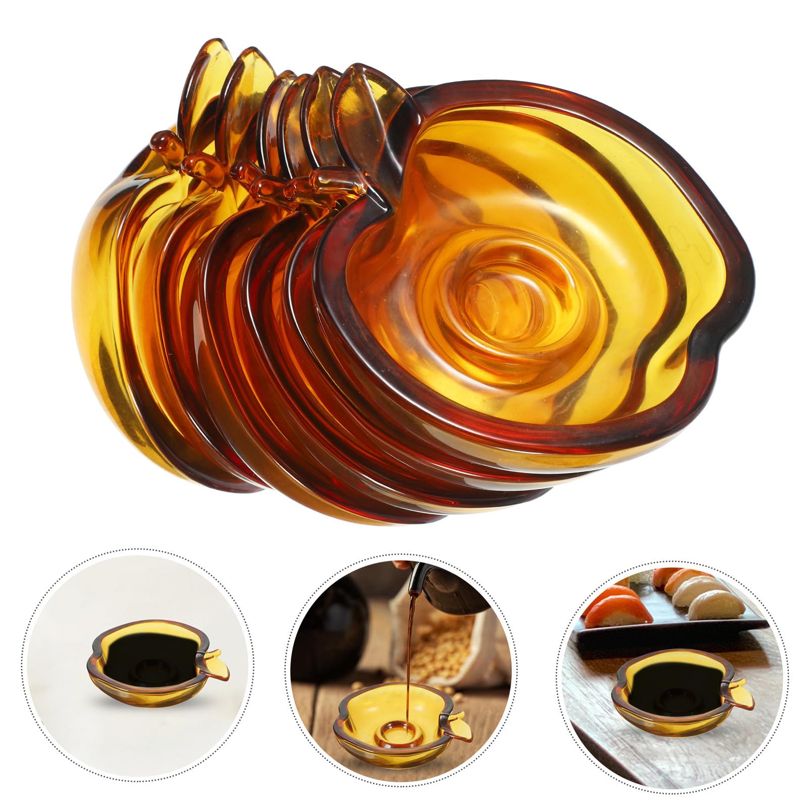 Alasum 6 kleine Glasteller in Apfelform, bruchfeste kreative Saucenschälchen und Gewürzschalen, ideal für den Haushalt und Zufällige Farbe