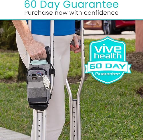 Miniatura 9 de Vive Bolsa de accesorios para muletas y cojines de agarre de mano, bolsa premium resistente al agua para muletas, con soporte para bebidas, 3