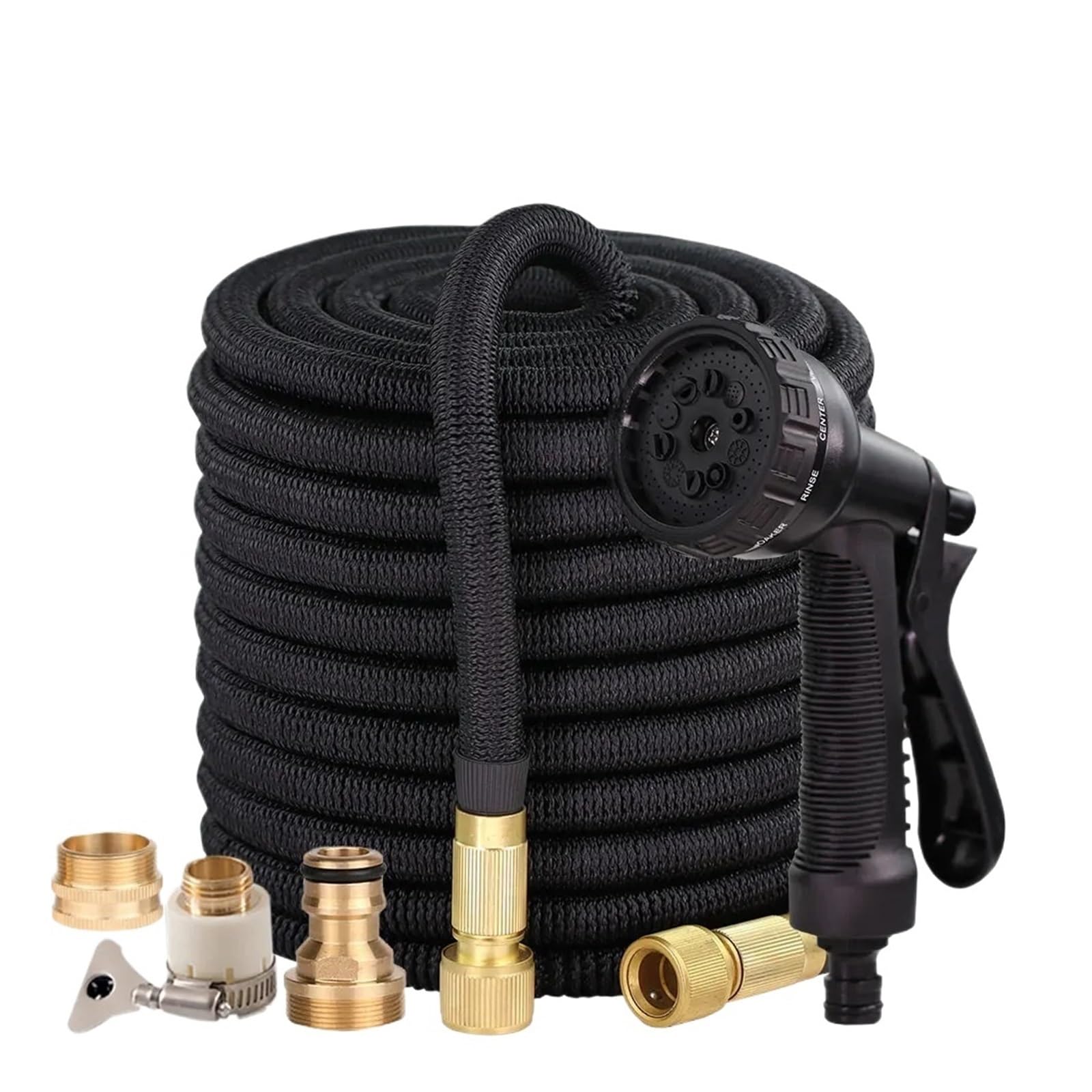 Tubo da giardino, espandibile da giardino, tubo dell'acqua da giardino, doppio connettore in metallo, bobina ad alta pressione, tubi magici per giardino, irrigazione piante agricole e autolavaggio (15