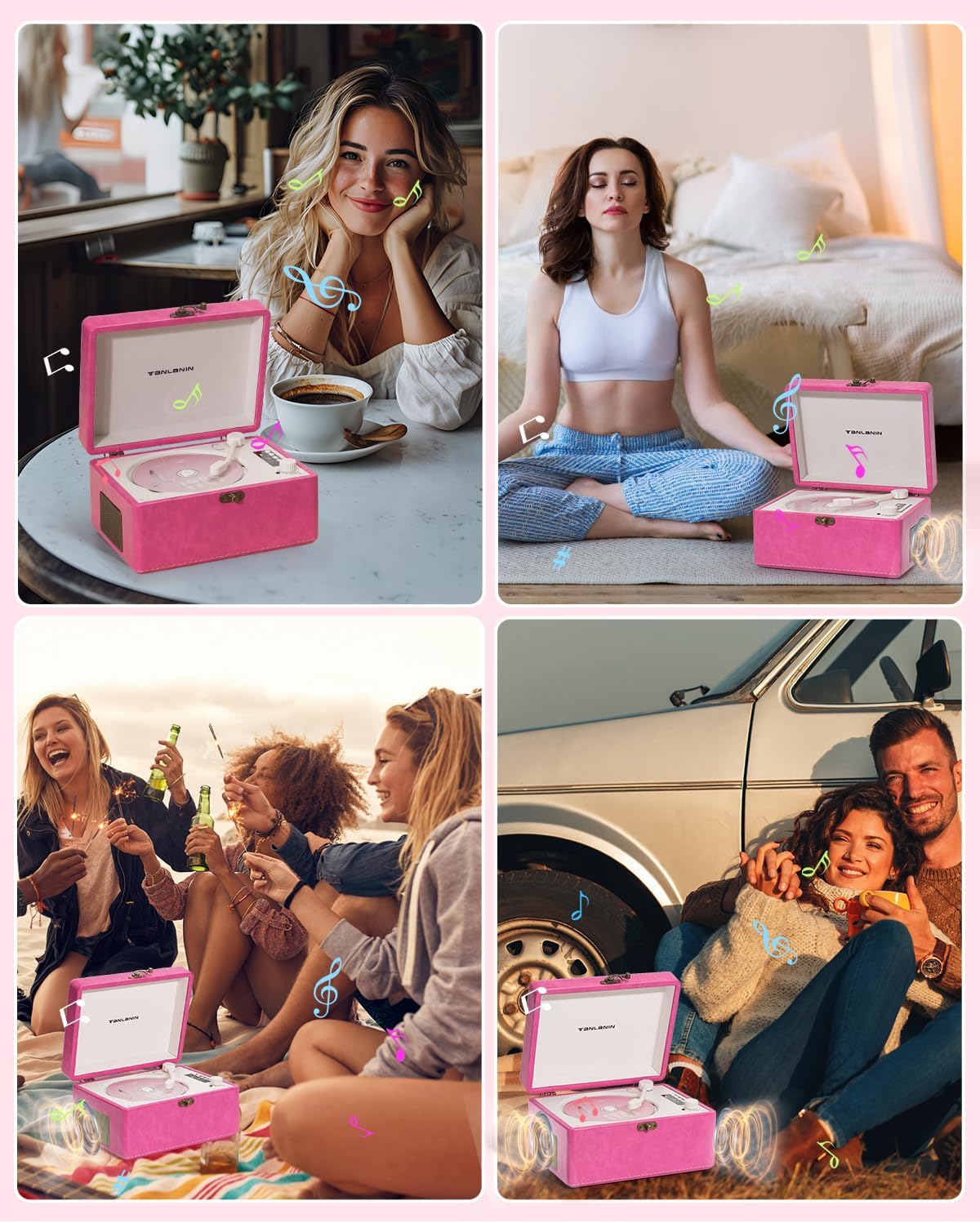 CD Player Portable for Home with Upgraded Speakers Bluetooth in/Out Rechargeable Desktop CD Player with LED Screen Boombox Music Player Pink