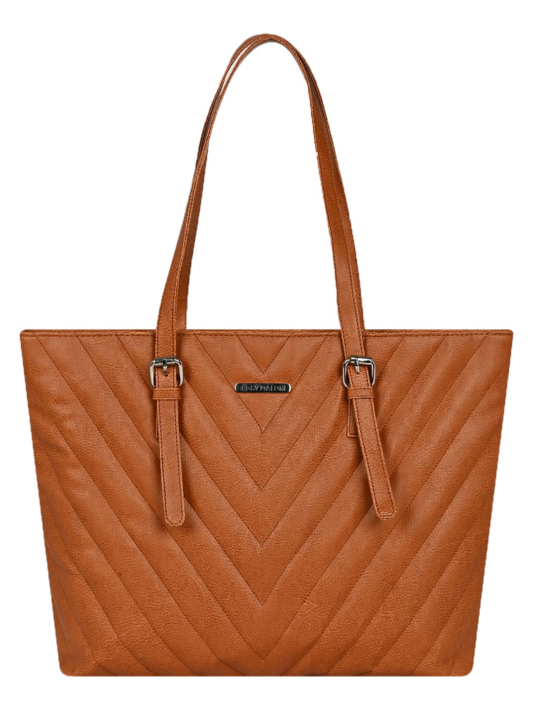 Bagsy Malone Stylish Quilted Tote Bag…-Mustard