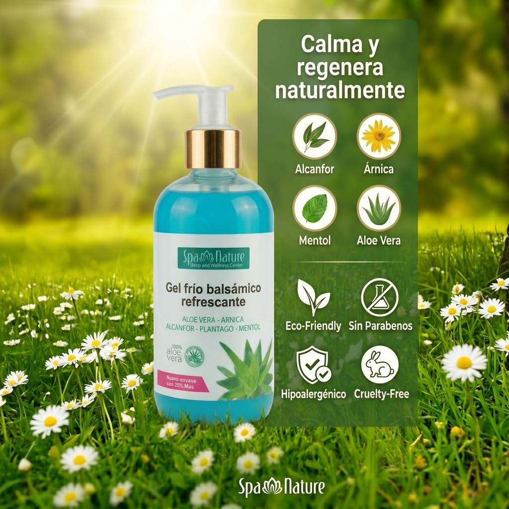 Gel Frío Piernas Cansadas con Aloe Vera - Efecto Calmante Inmediato, Hidratante y Antiinflamatorio, Absorción Rápida, Vegano - Crema para Pies y Piernas (250ml)