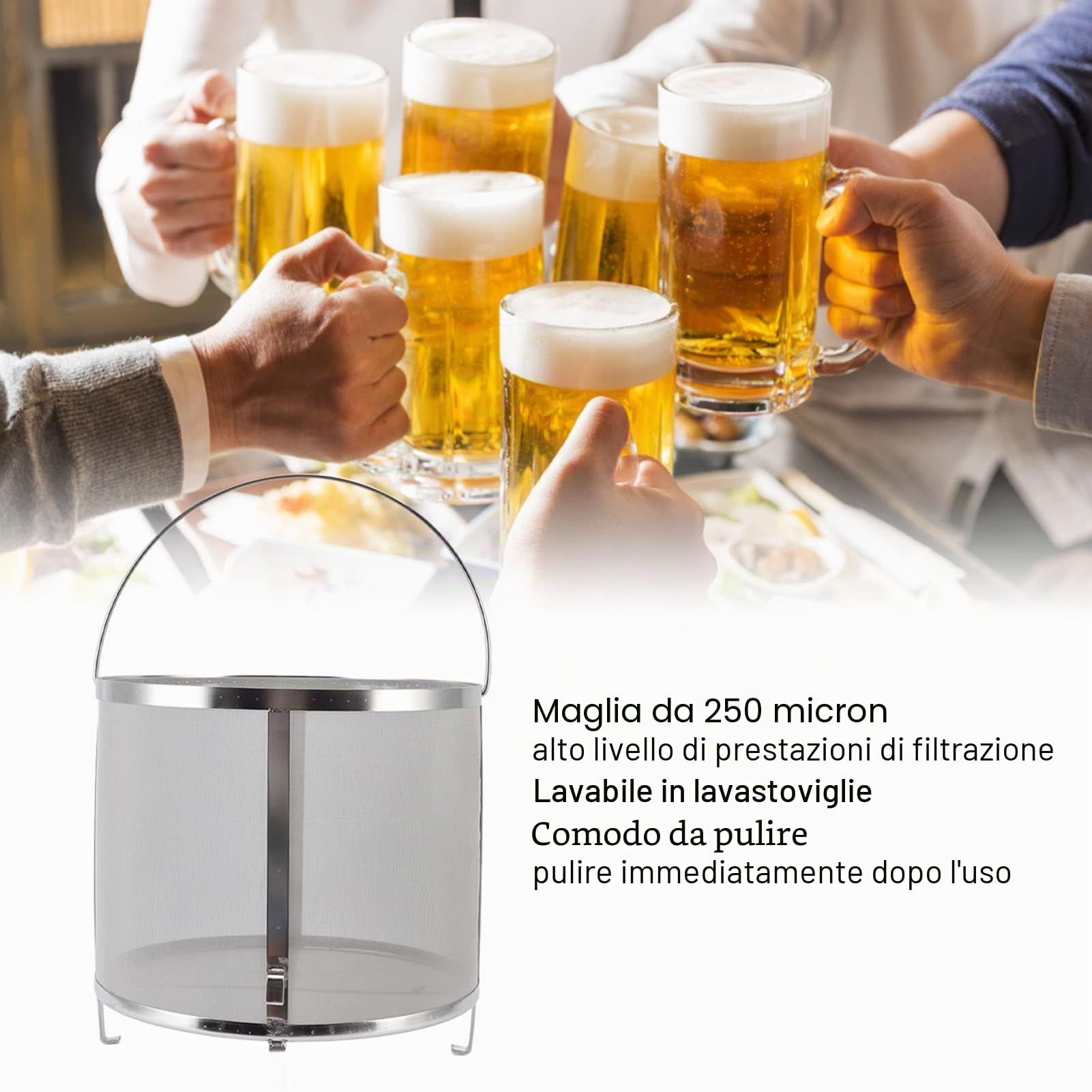 Filtro per Luppolo da Birra con Supporto Filtro per Luppolo Multifunzionale Filtro per Luppolo Homebrew Filtro per Luppolo in Acciaio Inossidabile per Birra Fatta in casa Vino