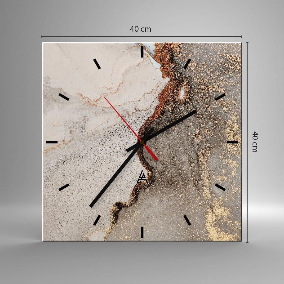ARTTOR Orologio da Muro in Vetro 40x40 cm Quadrato Astratto - 4778 | Calcolo Sabbia Astrazione Moderno Orologio da Parete Decorativo Silenzioso Analogico Decorazione da Parete ARTTOR