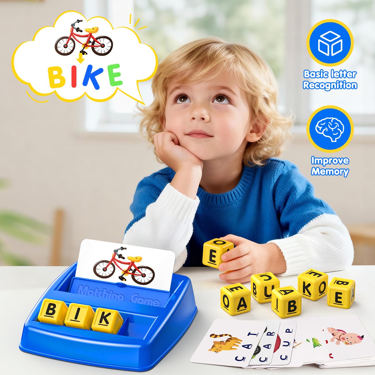 HahaGift Educational Toys for 3 4 5 Year Olds Boys Gifts, Matching Letter Game for Boys Toys age 3 4 5, Letter Recognition Spelling and Reading Learning Montessori Toys for 2 3 Year Olds - 5