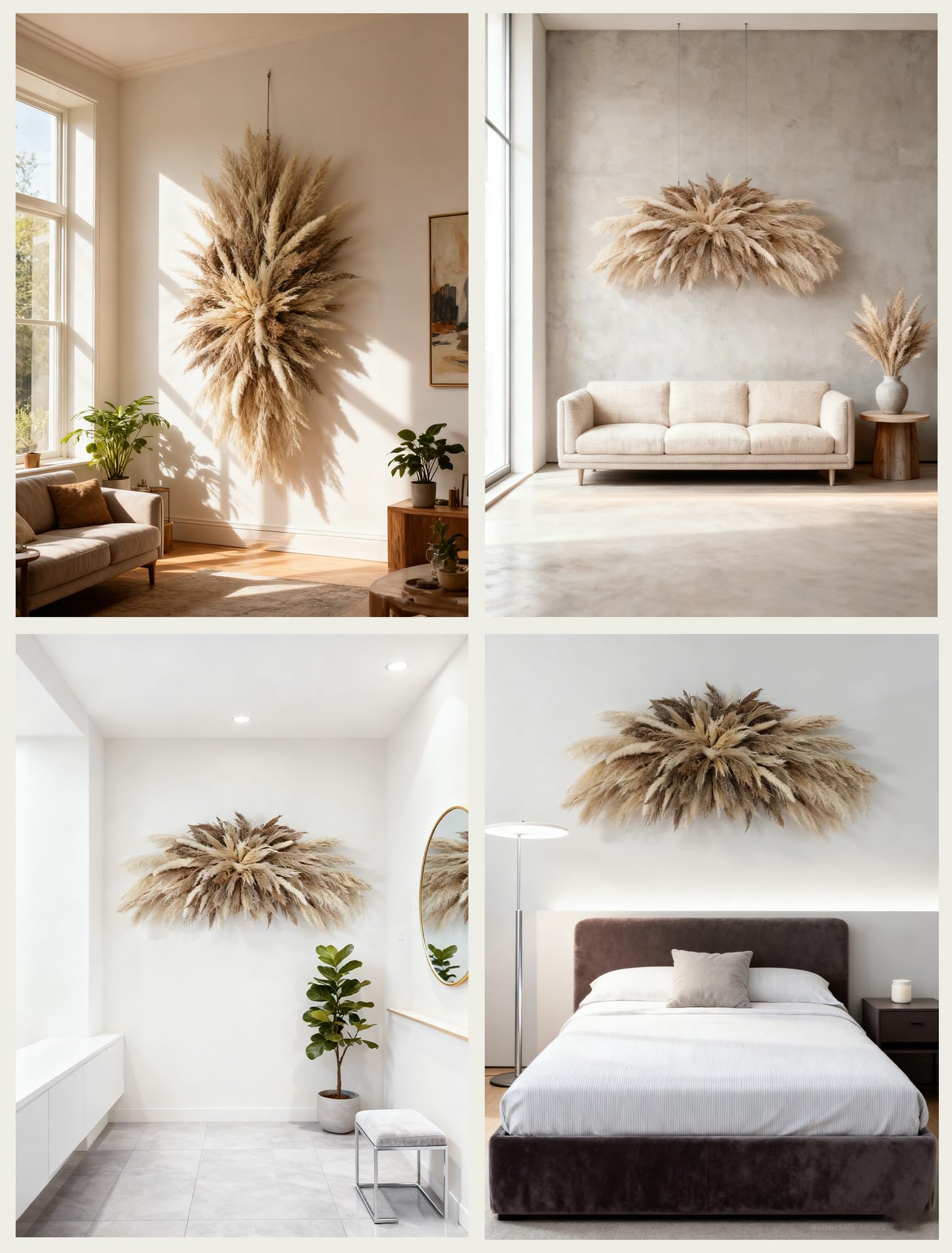 NTLPAMPA Grande décoration murale bohème (89,9 à 127 cm) – Kit tout-en-un de fleurs séchées naturelles faciles à installer, décoration parfaite pour salon, arche de mariage, entrée, décoration de fête
