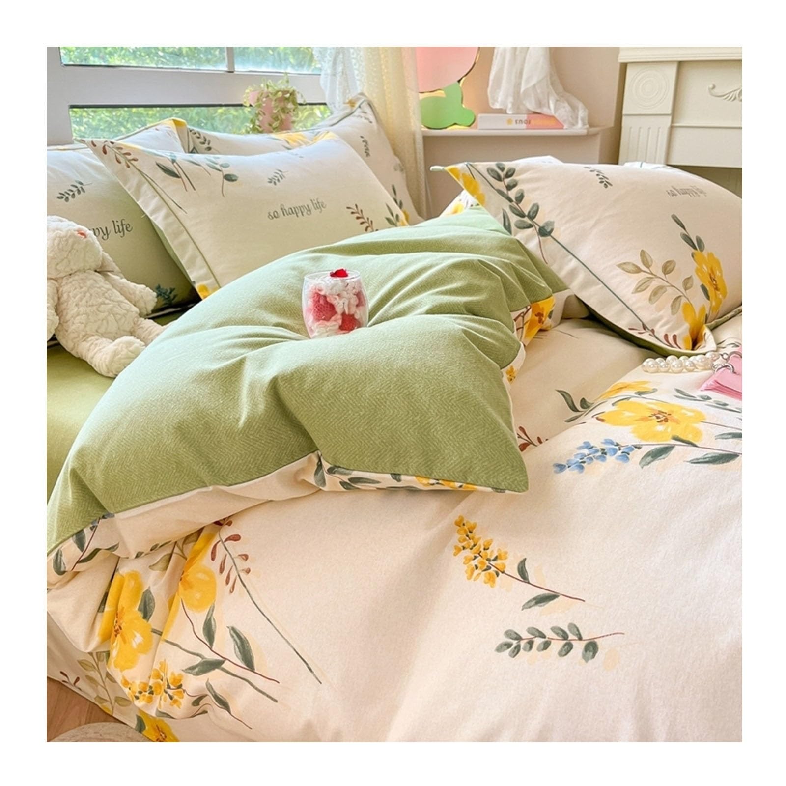 Housse de Couette thermorégulatrice sans repassage en pur coton lavé résistant