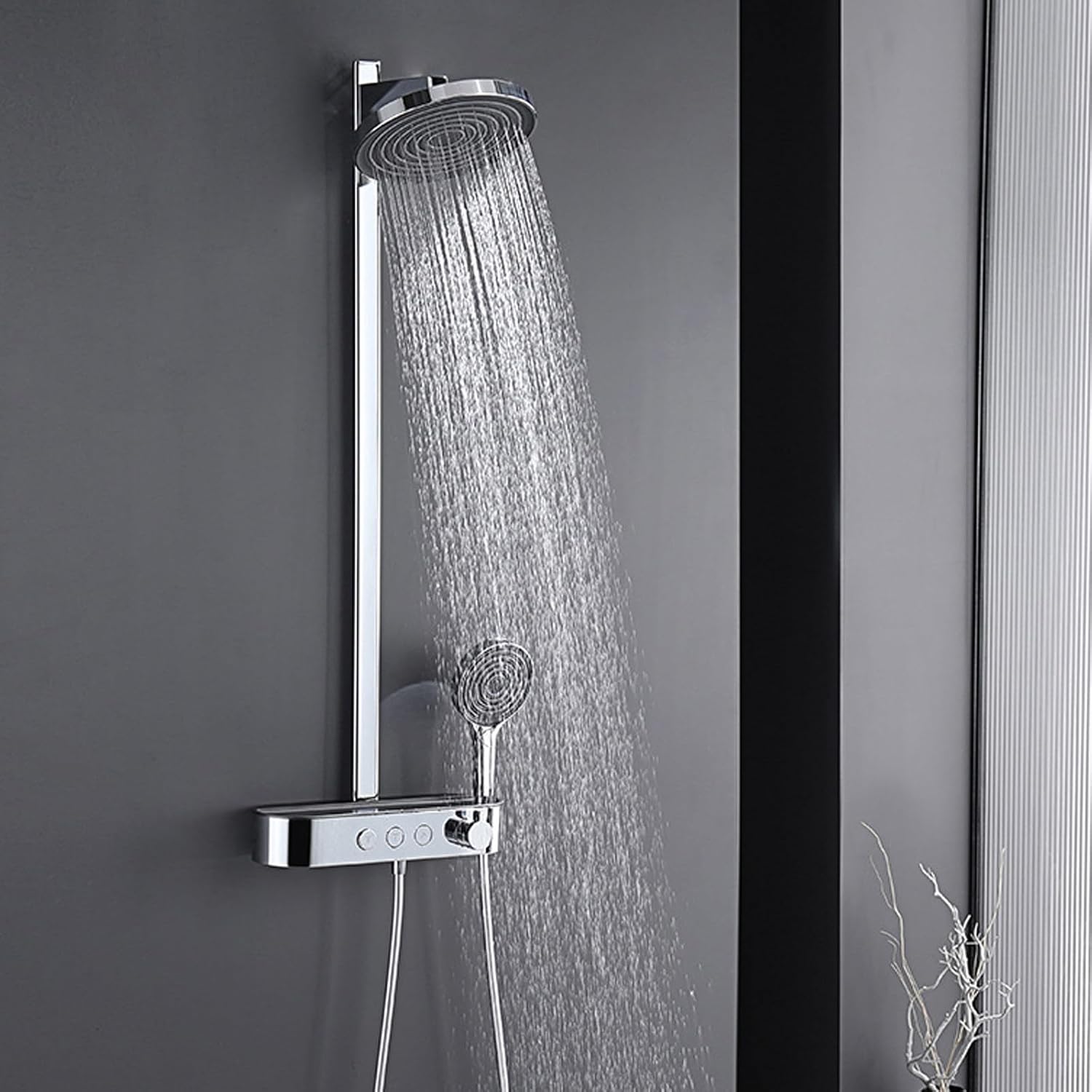 Outdoor Shower Fixtures, Bathroom Shower Faucets Sets Complete, Outdoor Shower Kit, Rain Shower Head with Handheld Spray and Bathtub Faucet Set, Chrome Shower Set, Wall Mounted Sho