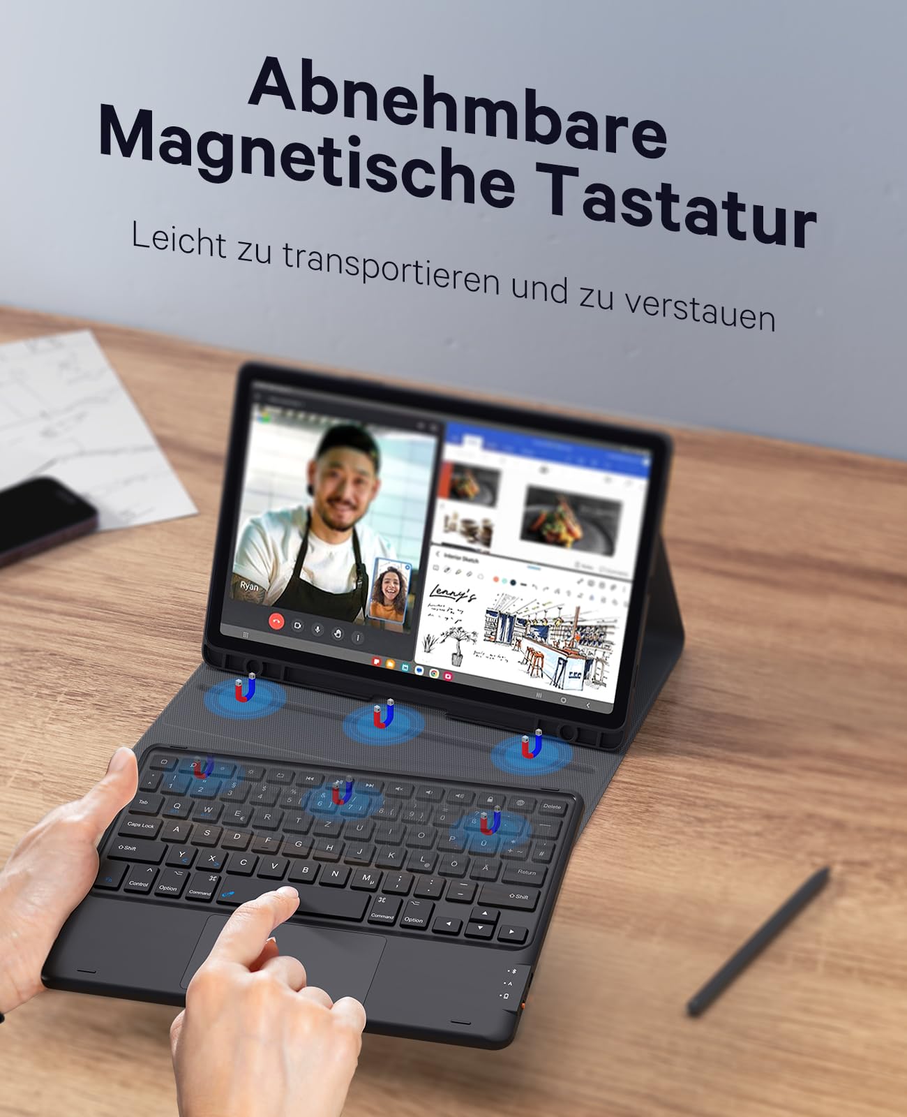 Earto Samsung Galaxy Tab Clavier pour S10 Lite/S10 FE 10,9"/S9 FE/Tab S9