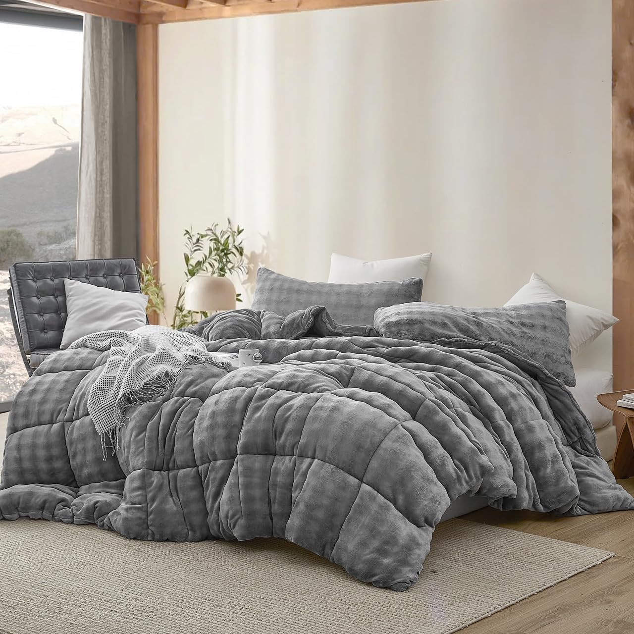 Coma Inducer Git Puffy Cozy Oversized King Comforter Set - Frost Gray