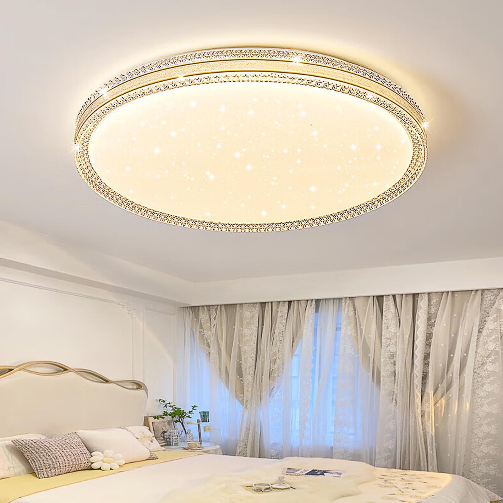 BOYKIM LED Ceiling Light with Remote, 48W 3Colors Dimmable LED Flush