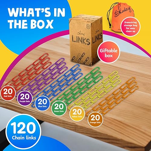 Miniatura 3 de Skoolzy 120 eslabones de cadena de plástico arcoíris  Enlaces matemáticos para preescolares, manipuladores matemáticos para aprendizaje temprano,