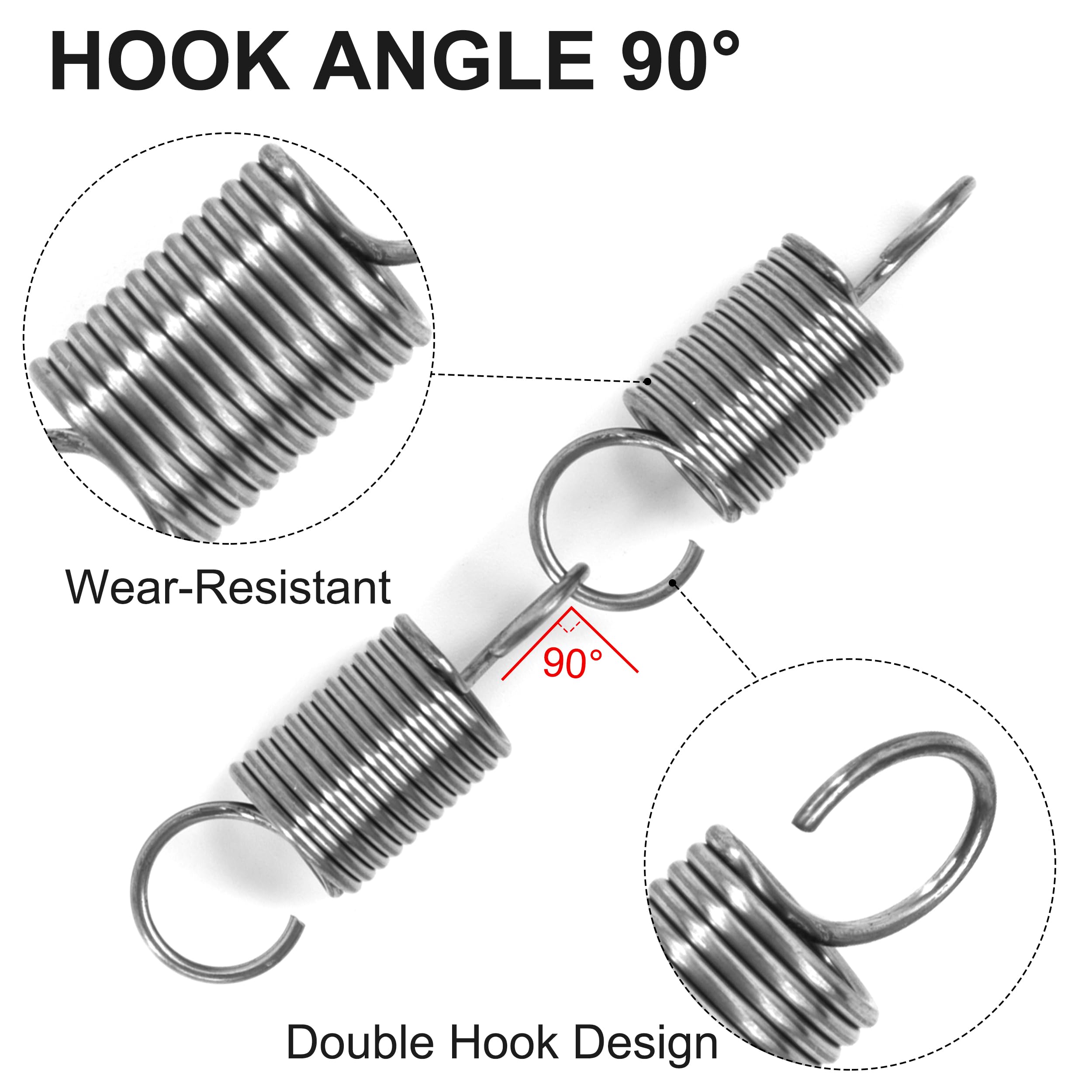 GUNGY Ressort De Traction 30mm Ressorts De Tension Avec Crochets à 90 Degrés Ressorts En Acier Inoxydable Diamètre Du Fil 1,0 Mm Diamètre Extérieur 10mm Force 1,5KG 10 Pièces